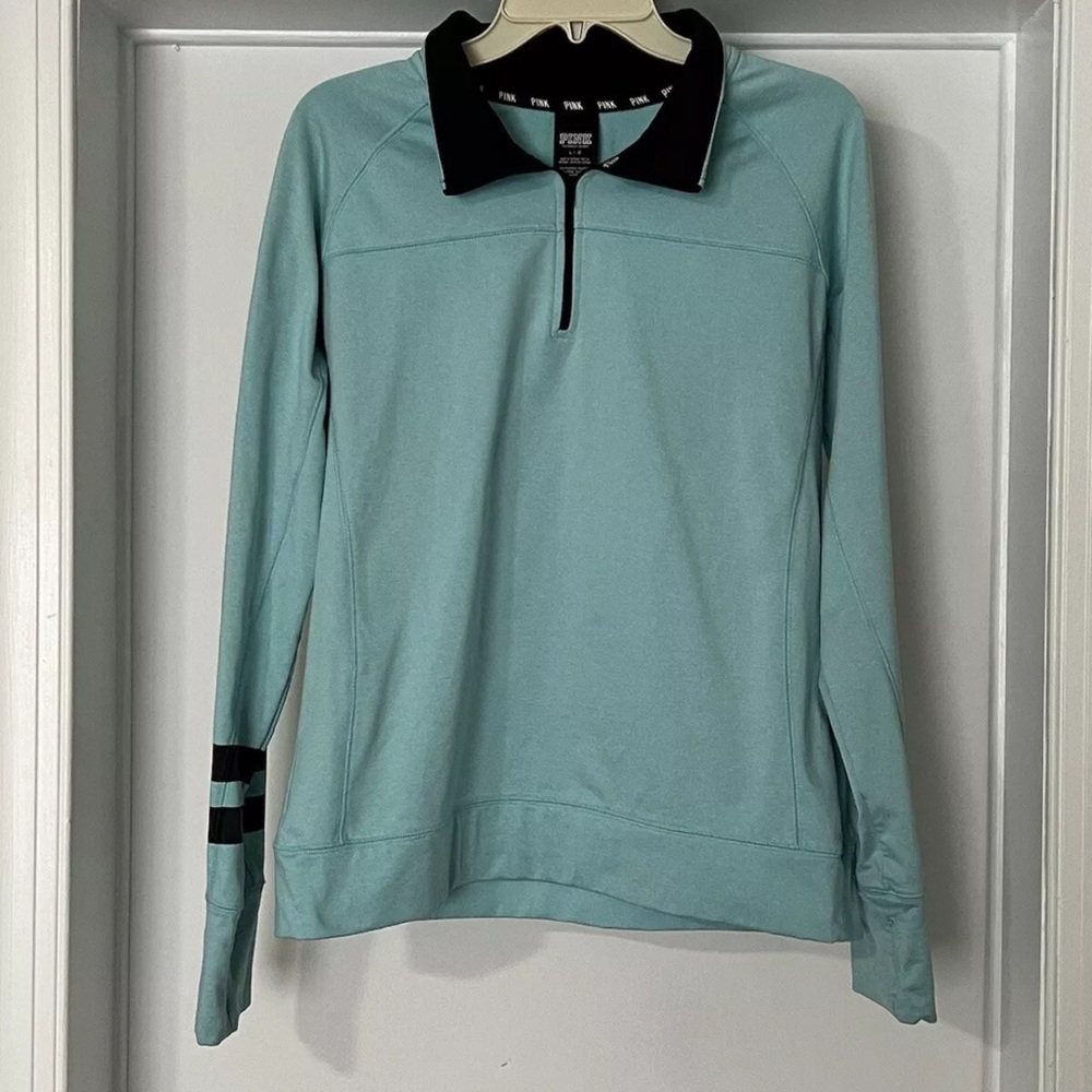 Sz L Pink Victories Secret Blue Pullover Athletic Jacket